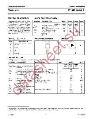 BT151X-500C,127 datasheet  